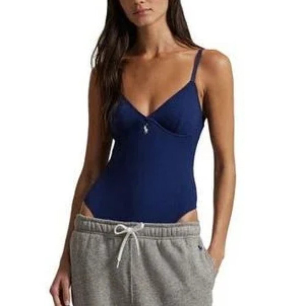 Polo Ralph Lauren Stretch Cotton Rib Thong Bodysuit